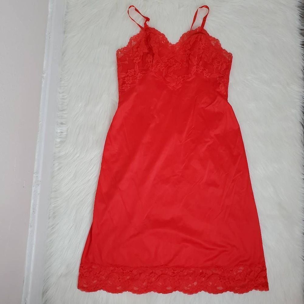 Vanity fair Red slip dress size 34S. includes an extra red lace slip.